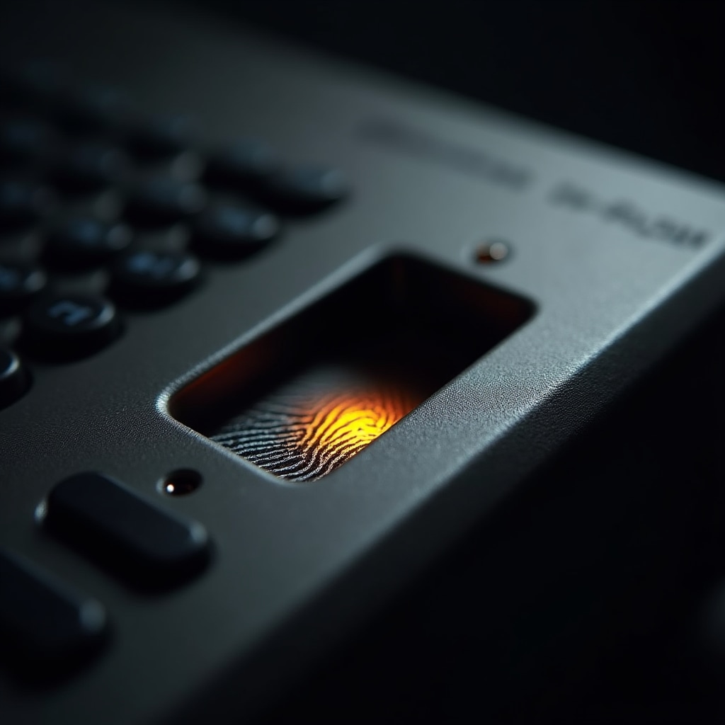 Detailný záber biometrického terminálu pri dverách haly